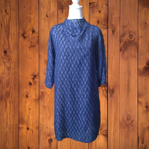 Anthropologie Dresses & Skirts - Anthropologie Women's Large Blue Short Sleeve Fringe Mini Dress New With Tags